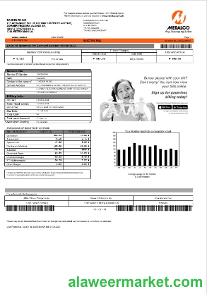 Philippines Meralco electricity business utility bill template in Word and PDF formats